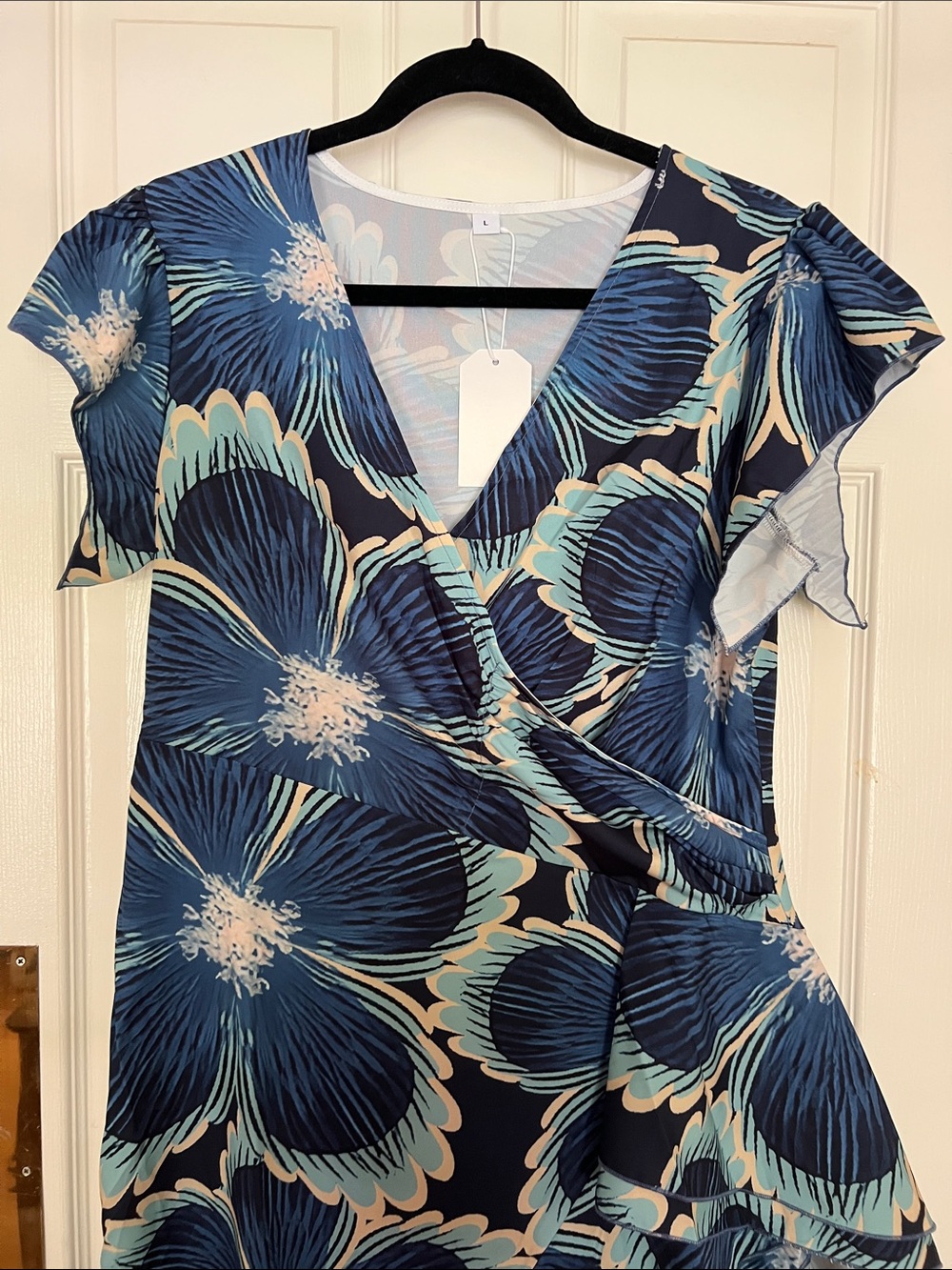 Blue floral asymmetrical dress (large)